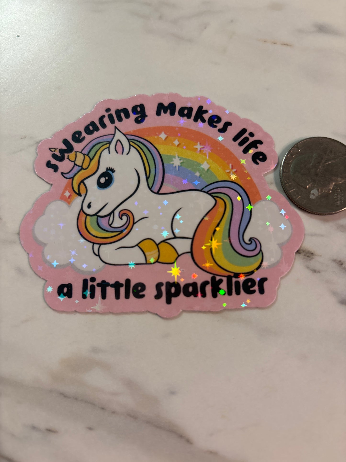 Swearing makes life a little sparklier. Sticker.