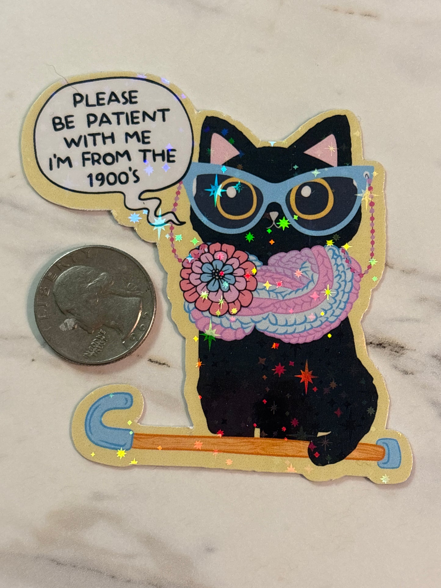 Please be patient with me I’m from the 1900’s. Cat Sticker.
