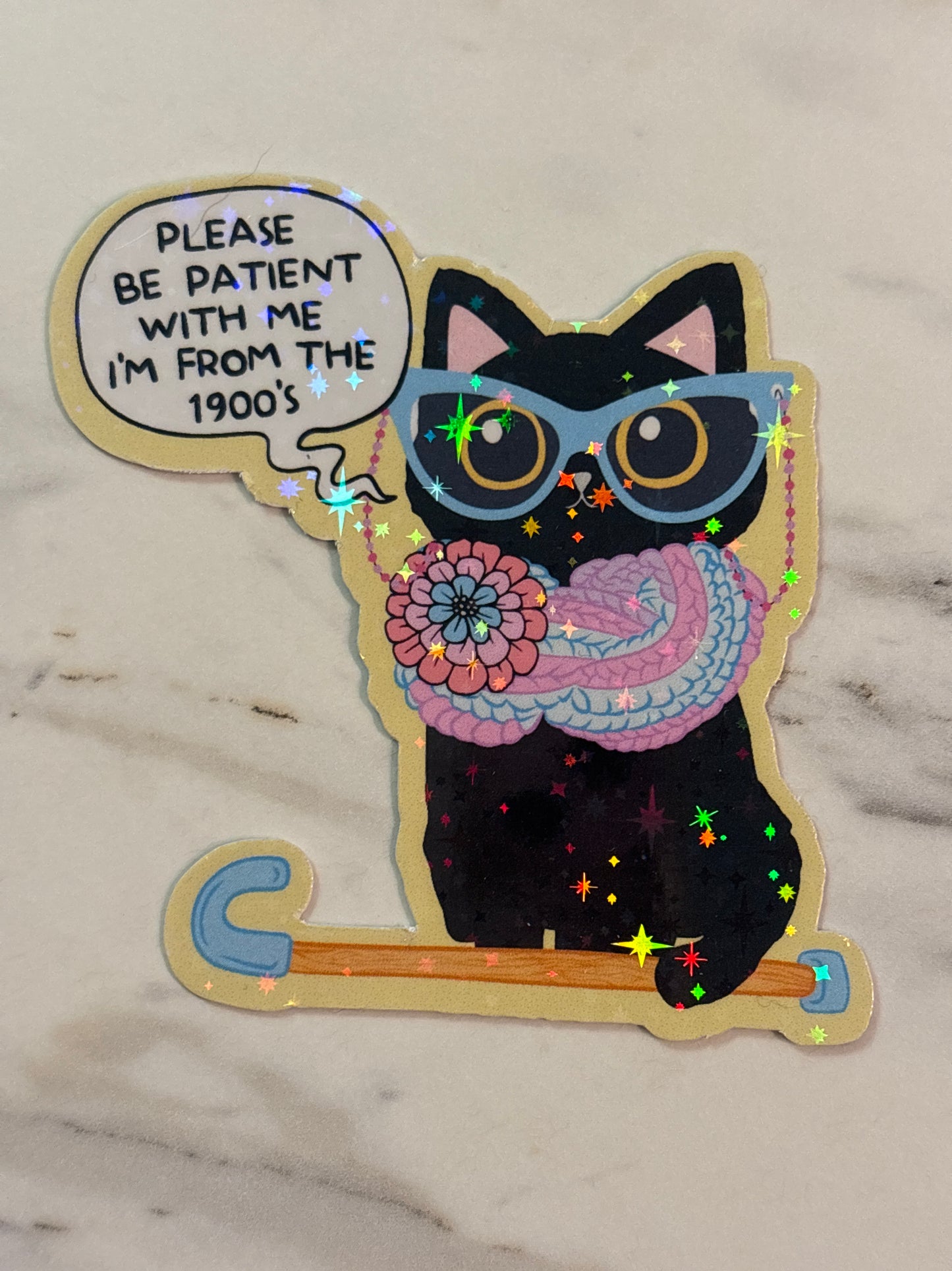 Please be patient with me I’m from the 1900’s. Cat Sticker.